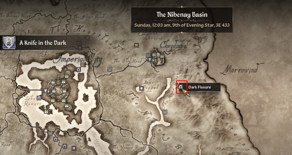 TES 4 oblivion remastered location of dark fissure
