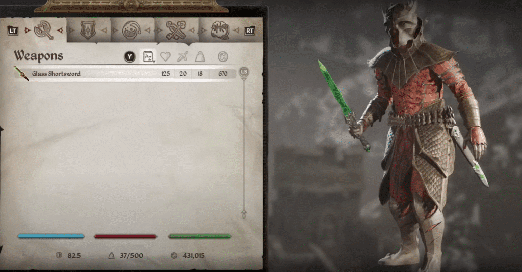 oblivion remastered glass short sword